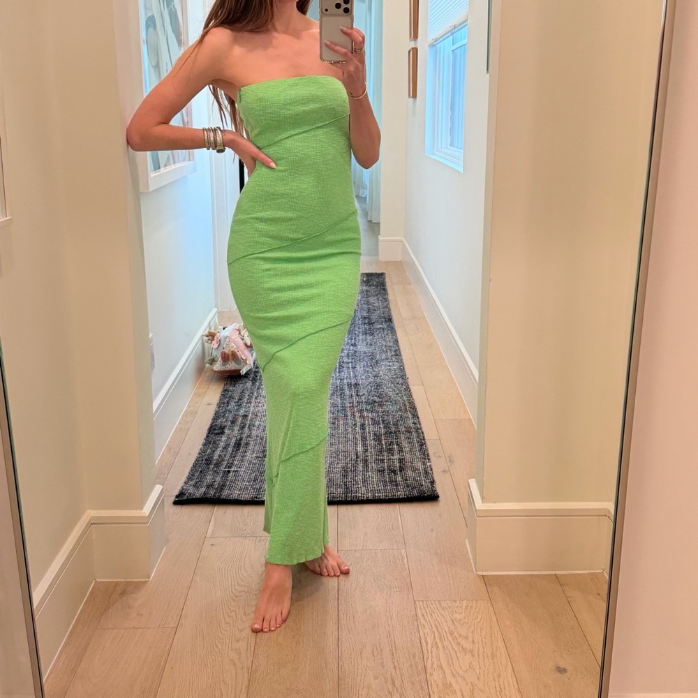 Princess Polly Strapless Lime Green Bodycon Maxi Dress